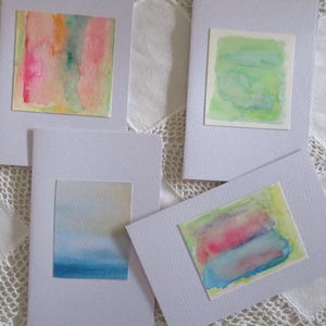 Hand Painted Abstract Watercolour  Cards 4 Assorted Blank Note Cards Unique Greetings Any Occasion Gift Cards