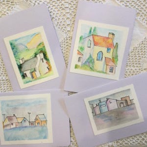 Hand Painted Watercolour Cards 4 Assorted Blank Note Cards Unique Greetings Any Occasion Gift Cards