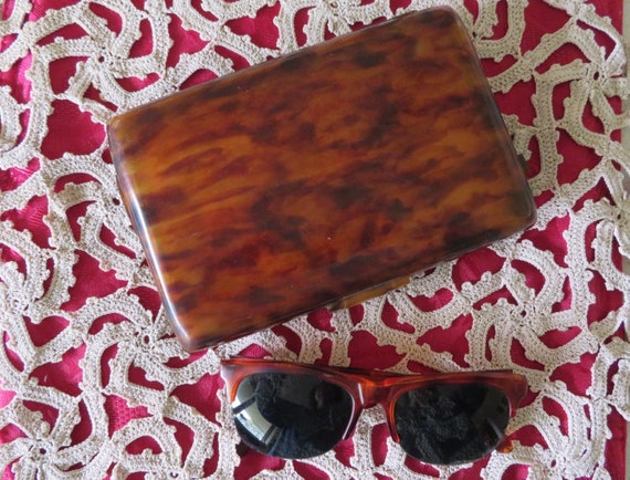 Vanity Case & Sunglasses,1950’s, Tortoise shell fa