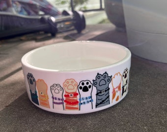Ceramic Food or Water Bowl - Cats in Friendship Bracelets