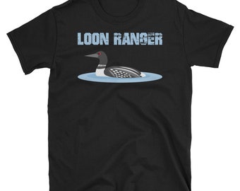 May include: Black t-shirt with a loon illustration and the text "LOON RANGER" in white.