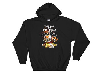 Biker Dad Hoodie Funny Fathers Day Motorcycle Nothing Scares
