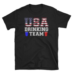 USA Drinking Team T-Shirt Funny 4th July American Flag Tee