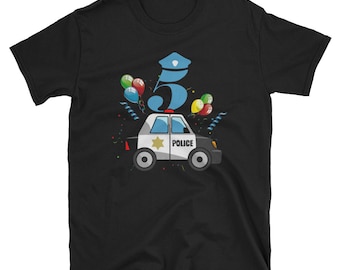 5th Birthday Cute Police Kids T-Shirt Police Car Toddlers