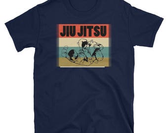 Jiu Jitsu Silhouette Bjj Brazilian Jiu Jitsu Retro T-Shirt