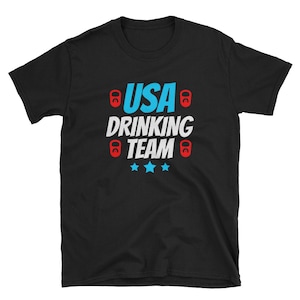 USA Drinking Team T-Shirt Red White & Blue America Party Tee