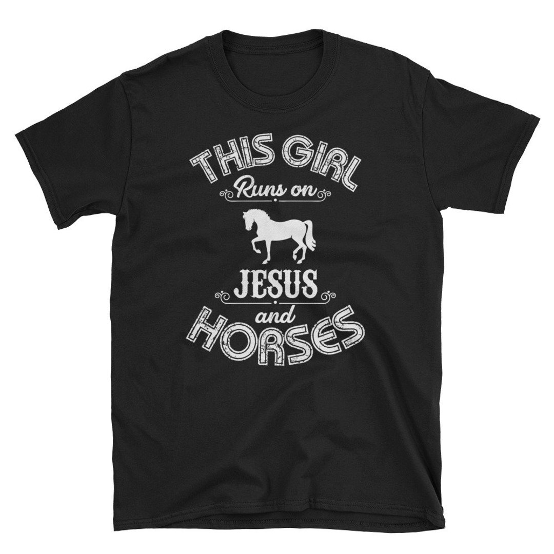 This Girls Runs on Jesus and Horses T-shirt Horse Riding Tee - Etsy