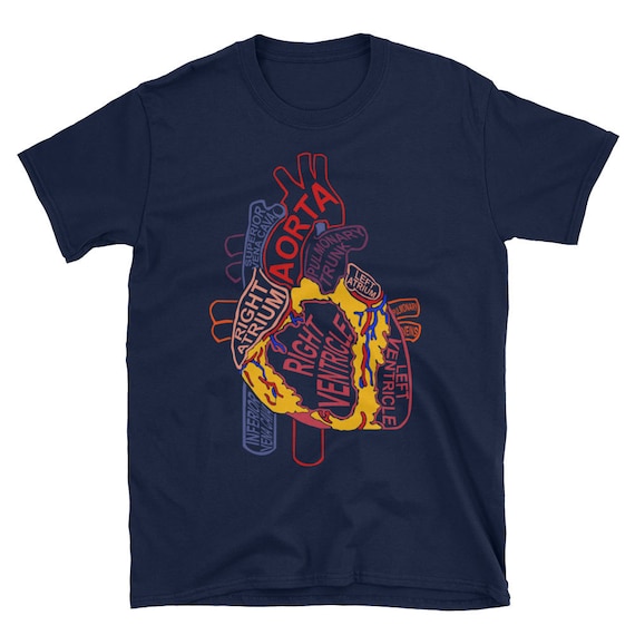 Anatomical Heart Shirt Cardiac Nurse T-shirt Parts of Heart - Etsy
