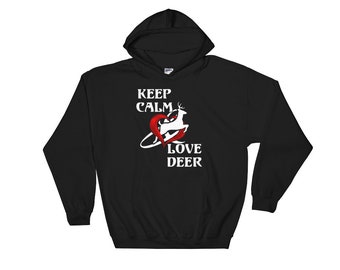 Keep Calm and Love Deer Cute Animal Lover Hoodie