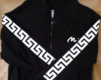 Zip Hoddie with cool Aztec water pattern.