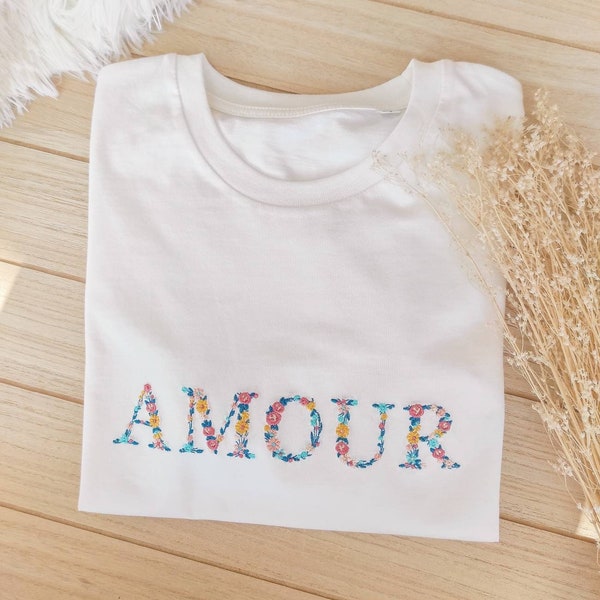 T-shirt Brodé Amour pour Femme en Coton Biologique