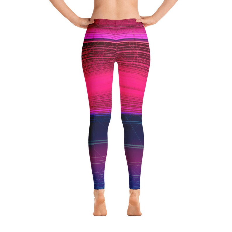 Hot Pink Workout Leggings Striped Leggings Colorful Yoga