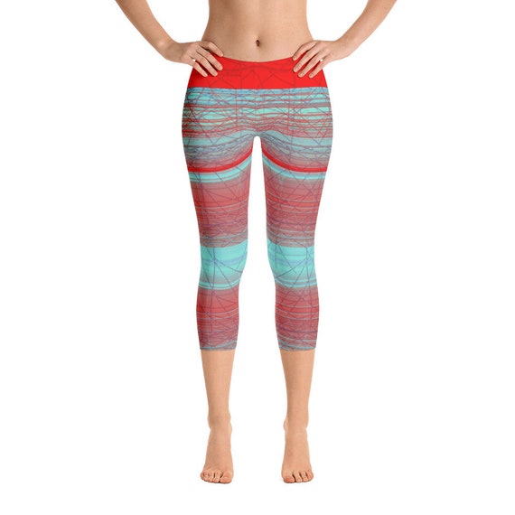 Bright Orange Striped Workout Leggings 