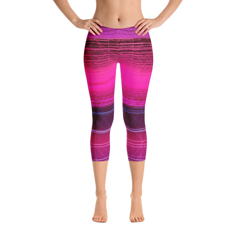 Hot Pink Striped Workout Leggings for Women Ombre Leggings