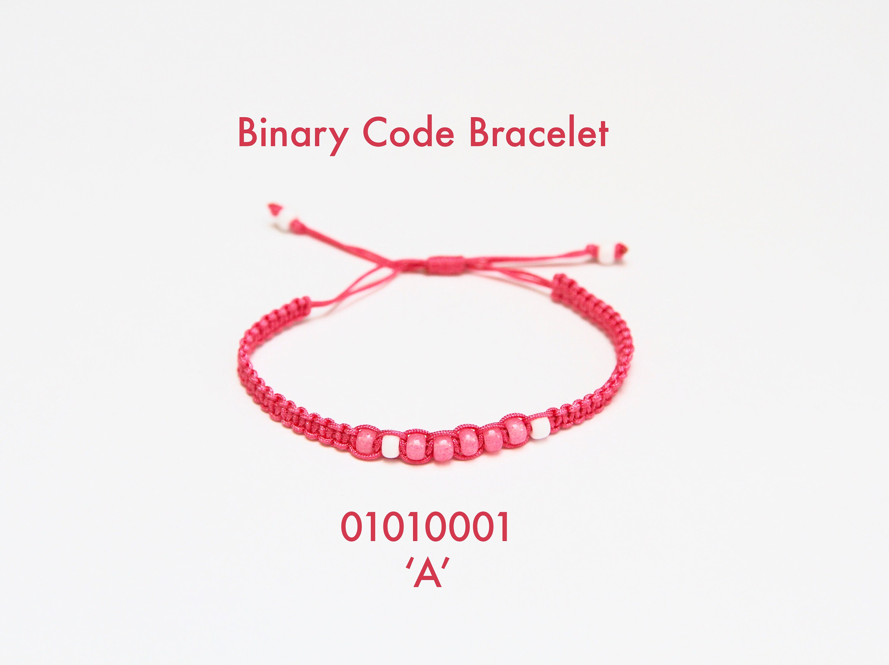 Pink Binary Code Bracelet Personalised Initial or Name | Etsy