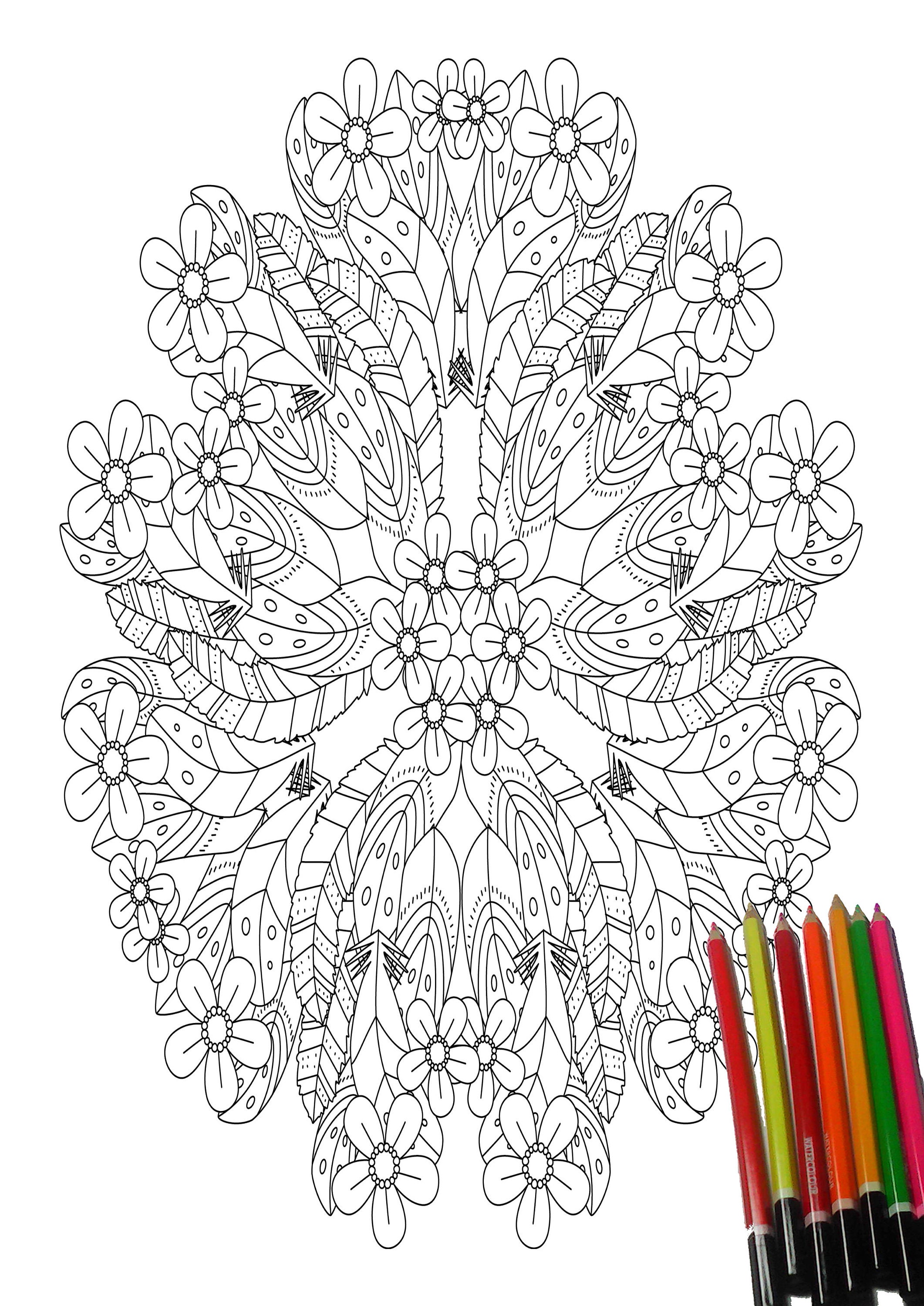 Instant Download flower images 5 Coloring page design | Etsy