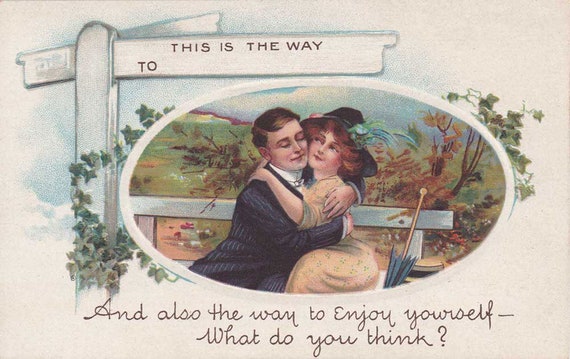 Embossed B B London Series No 742 Postcard Couple On Bench Etsy