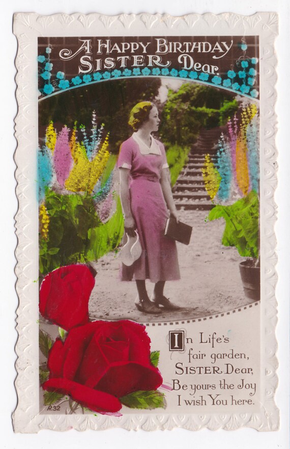 Vintage Uk Postcard Art Photo 38 2 A Happy Birthday Etsy