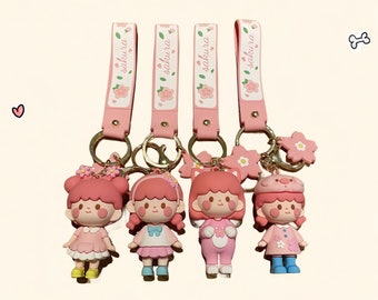 Sakura Girl Keychain, cute girl keychain, kawaii girl keychains