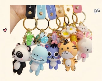 Cute animal keychain, Kawaii animal keychain, Panda keychain, bunny keychain