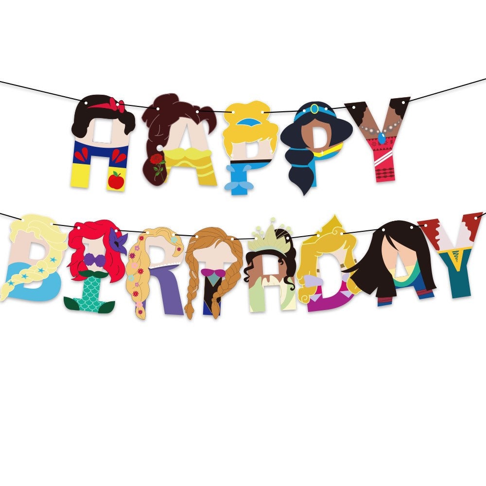 Cartoon Happy Birthday Decorations Banner theme party Disney | Etsy