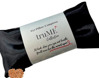Satin Eye Pillow with Organic Flax Seed: Aromatherapy Relaxation, Handmade USA