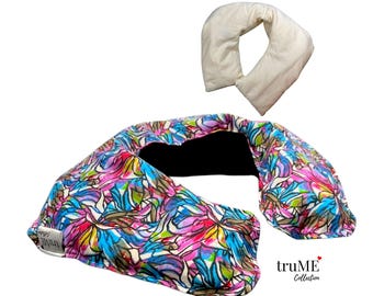 Heated Neck Pillow Shoulder Wrap with Removable Cover PLUS Bonus Cover: Organic Flaxseed Filled