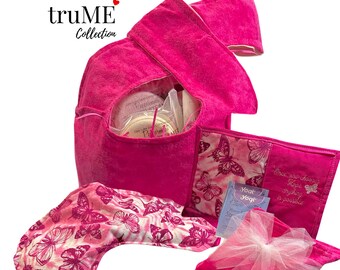 Breast Cancer Self-Care Gift - Japanese Inspired Knot Bag: Organic Flaxseed Eye Mask, Handmade USA
