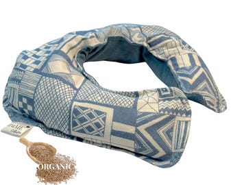 Microwaveable Neck Warmer Pillow: Organic Flaxseed Heat Wrap Removable Cover