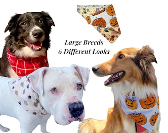 Curated Set of 3 Handmade Over-the-Collar Dog Bandanas with Bonus Collar - Dog Drool Bib