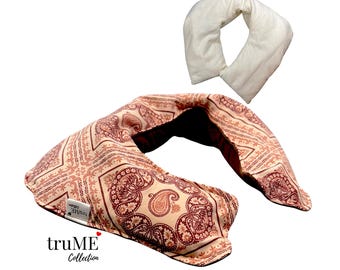 Organic Flaxseed Neck Warmer Pillow with Removable Cover Plus Bonus Cover:  Self Care Gift for Cancer Patients