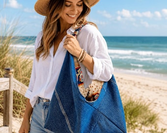 Large Eco-Friendly Denim Bento Bag:
