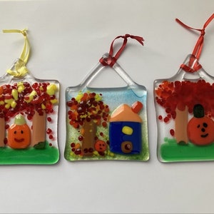 Scenic Fall Fused Glass Suncatcher/Window Art/Package Decor/Fall Decor/Glass Art/Great Gift/Teacher Gift/Housewarming Gift/Show You Care