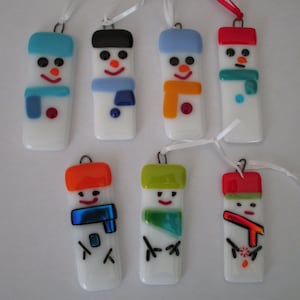 Fused Glass  Snowman Suncatcher/Ornament/Winter Art/Package Decoration