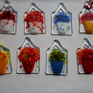 Mini Fused Glass Flower Pot Suncatcher/Fused Glass Art/Window Art/Fun Gift/Package Decoration