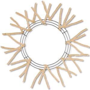 May include: A brown wire wreath base with beige pipe cleaners attached to the wire frame. The pipe cleaners are arranged in a radial pattern around the wreath.