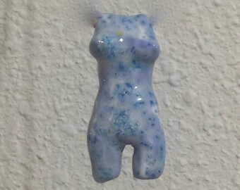 Torso Porcelain Bead Ceramic Bead Torso Bead Figurative Bead Bluish Tones Beads Lady Bead Sculptured Bead Fertility Bead Fertility Figure