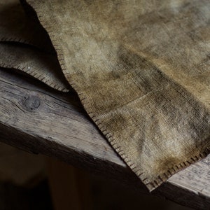 Handwoven and Hand-Dyed Raw Linen Chabu Tearunner: Gongfu Tea Ceremony Cloth