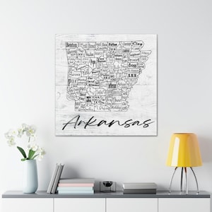 Arkansas County Map Wrapped Canvas