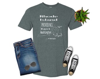 Rhode Island State County Karte T-Shirt T-Shirt, Unisex Grafik-T-Shirt