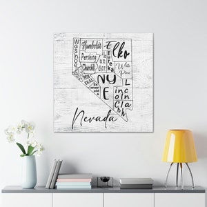 Nevada State County Karte Home Decor Wrapped Canvas