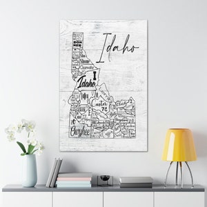 Idaho State County License Plate Map Wrapped Canvas