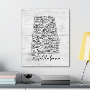 Alabama County nummerplaat kaart verpakt canvas