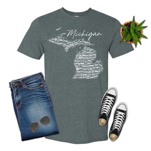 Michigan State County Map T-shirt Tee, Unisex Graphic Tee