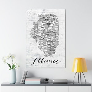 Tela avvolta con mappa della contea dello stato dell'Illinois