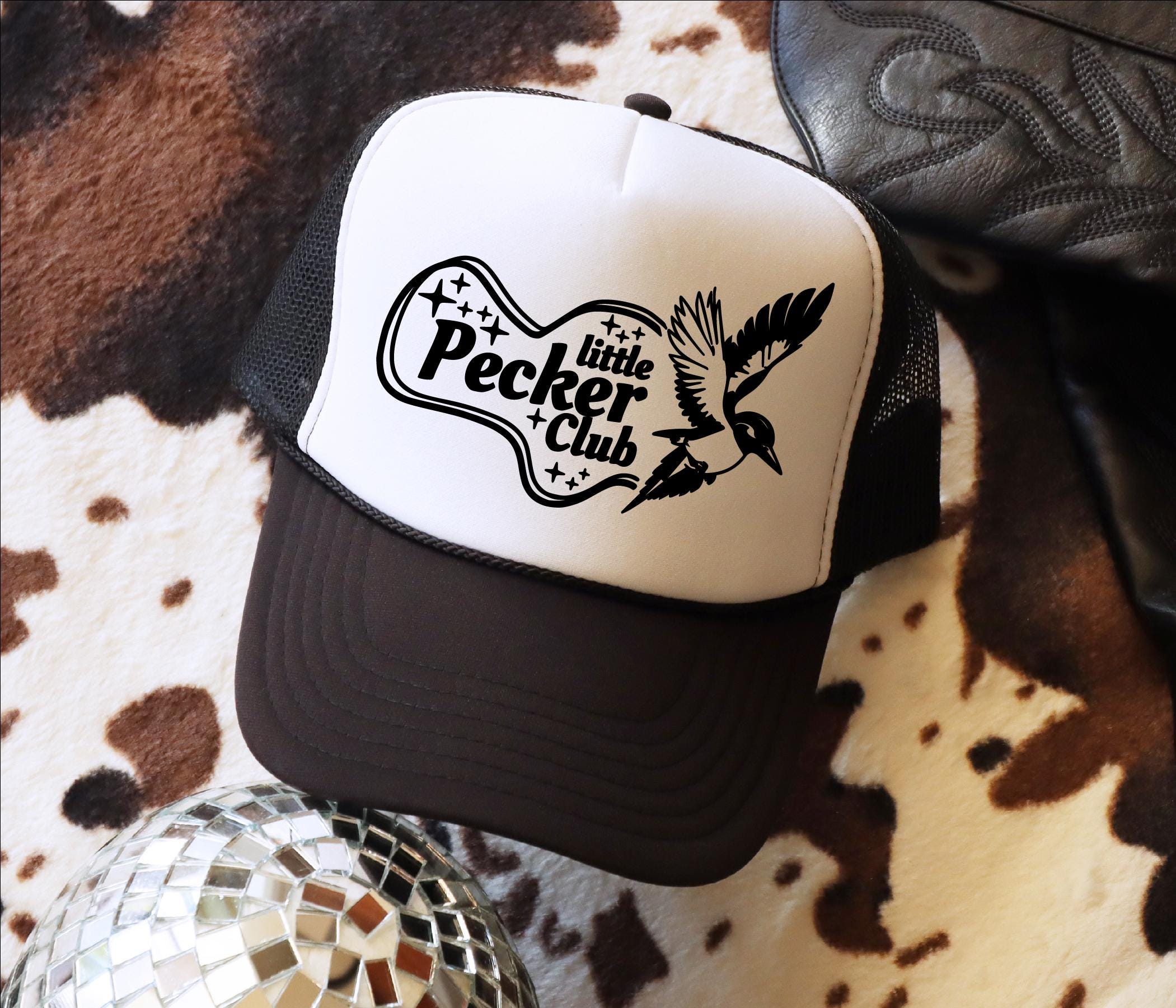 Retro Funny Little Pecker Industrial Trucker Hat – Mesh Snapback with Sewn Patch Hats for Men Snapback With Funny Patch | Little Peckers Club  main image 2