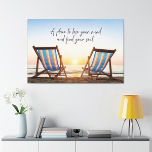 Lose My Mind Find My Soul Beach Chairs Ocean Sea Nautical Sandals Umbrella Waves Wrapped Canvas