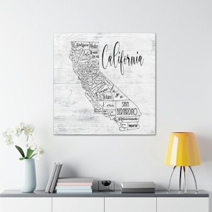 Carte du comté de l'État de Californie Décoration d'intérieur Toile enveloppée