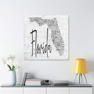 Florida State County License Plate Map Home Decor Nautisch Verpakt Canvas