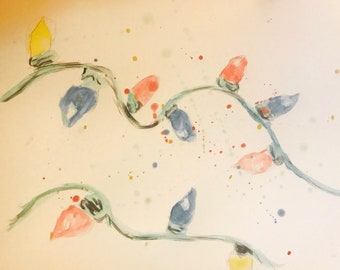 Christmas lights Original Watercolors Painting